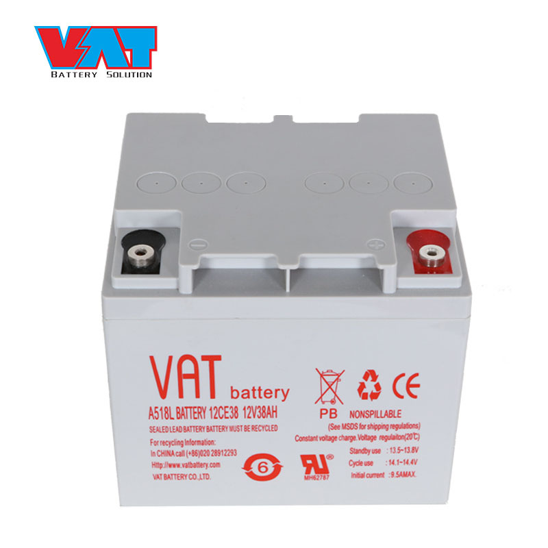 威艾特（VAT）12V38AH阀控式密封铅酸蓄电池 EPS UPS电源机房路灯用 灰白铜