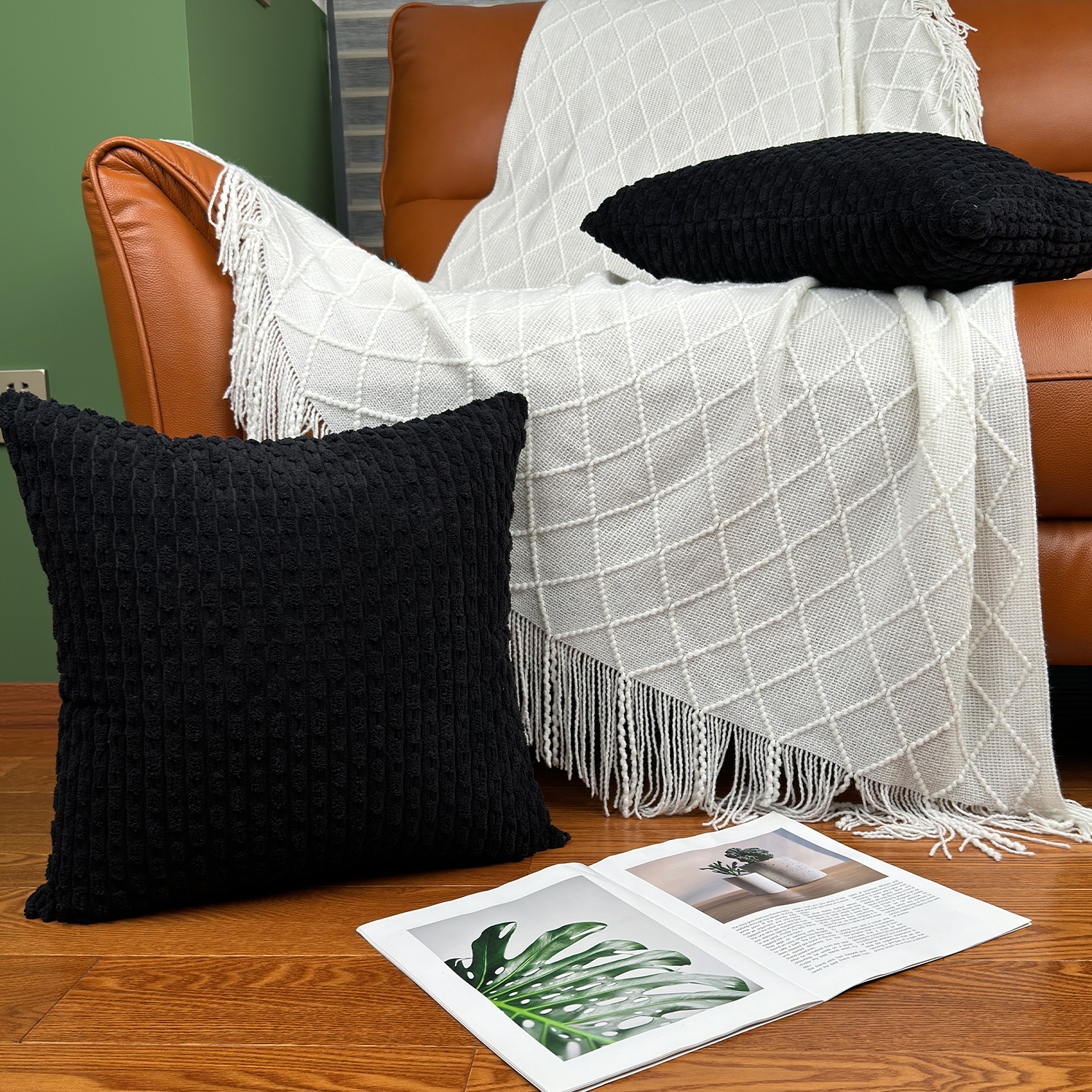Corduroy Pillow Covers Black