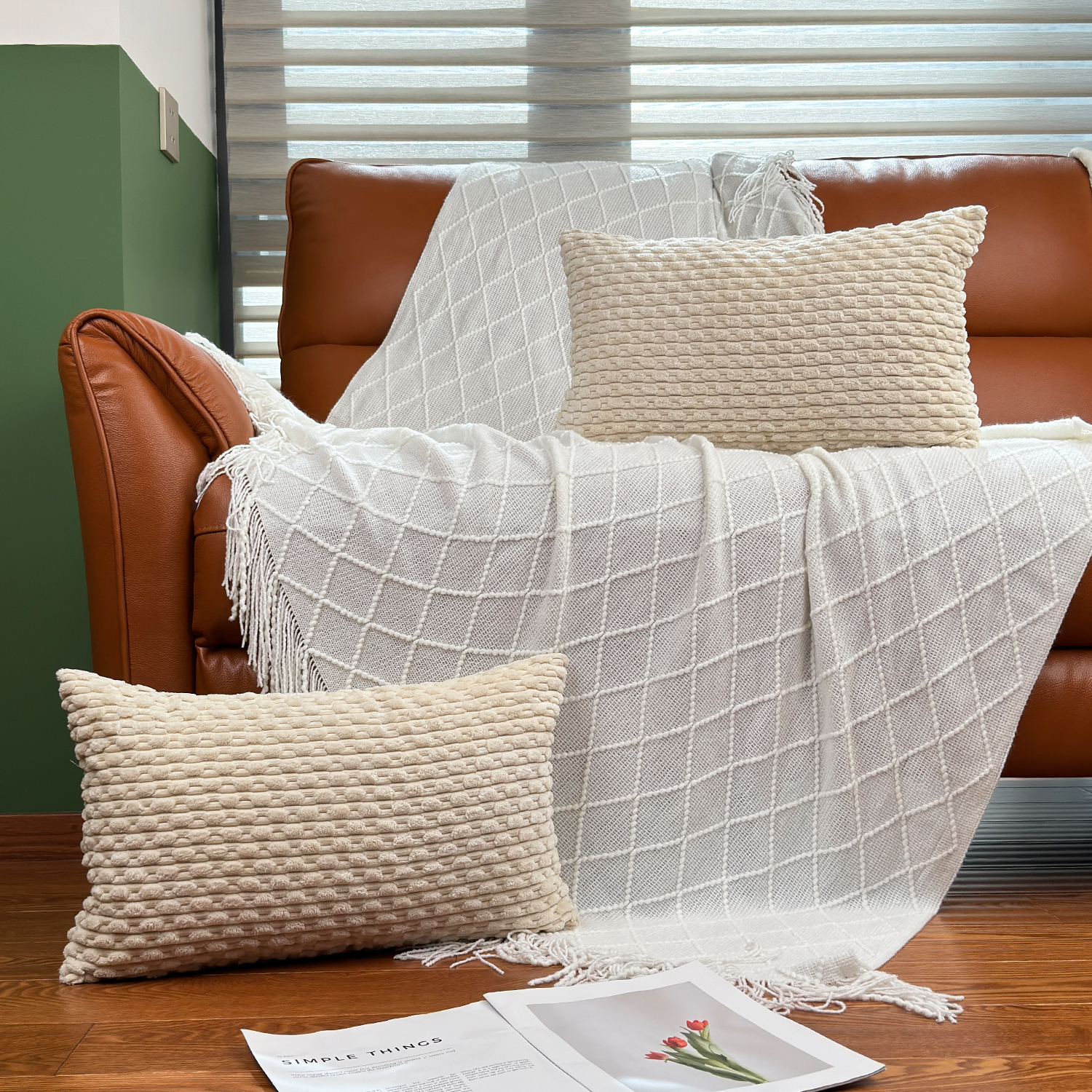Corduroy Lumbar Pillow Covers Cream