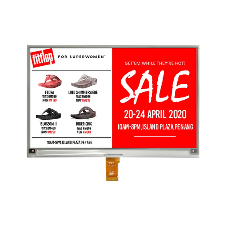 TT750EDP02A 7.5 inch 800*480 3Colors Black White Red ePaper Display for eBook eInk Screen Shelf Price Tag Hospital Medical Car E-paper Label