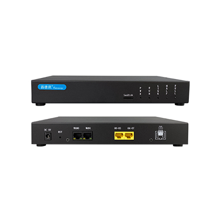 8FXS口，分机语音网关，桌面式，RJ45接口，支持语音、传真终端业务
