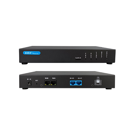 8FXO口，外线语音网关，桌面式，RJ45接口，支持语音、传真终端业务