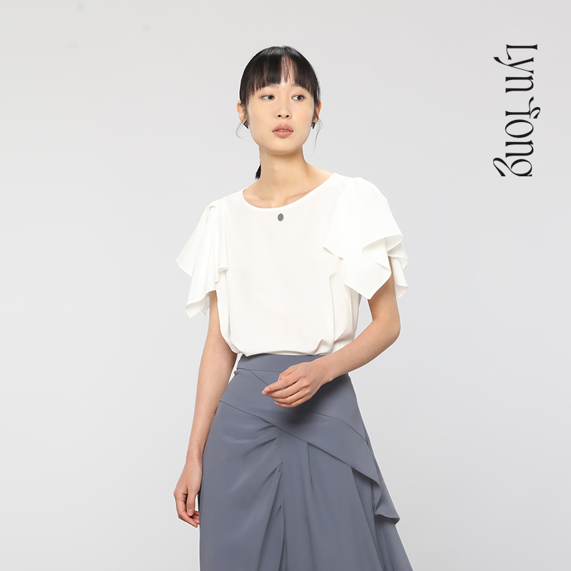 Lyn Fong柔软百搭时尚宽松 设计师款 多种穿法圆领短袖衬衫
