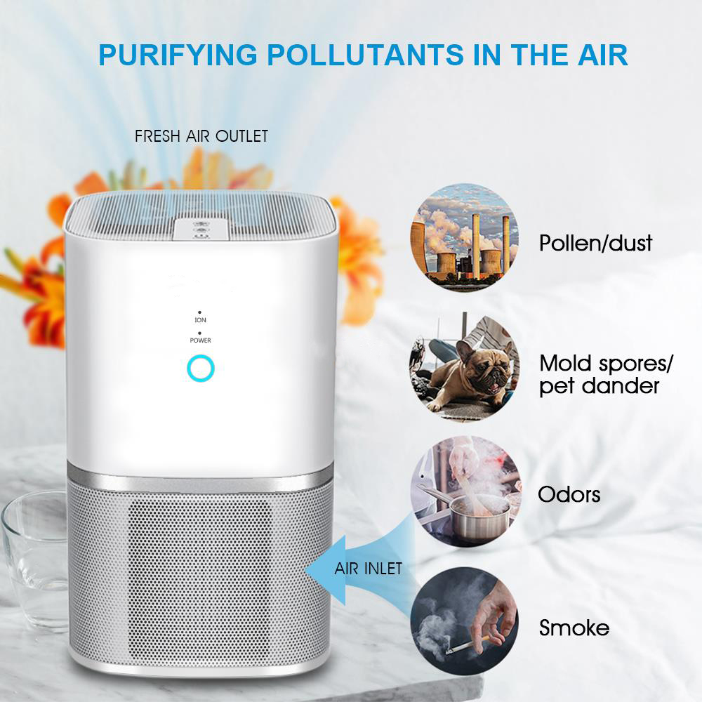 AM-130 Air Purifier with 3 Filtration Stage True HEPA Filter for Small Room, Bedroom, and Office Whisper Quiet