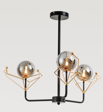 Shelframe Glass Metal Chandelier