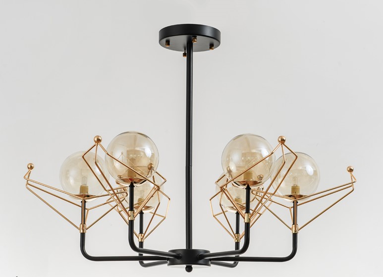 Shelframe Glass Metal Chandelier