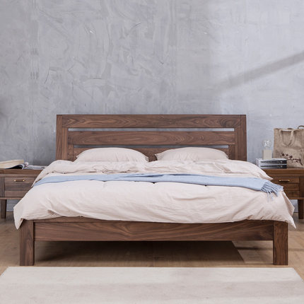 北欧主次卧实木床小户型1.5m1.8米 简约现代软靠双人婚床