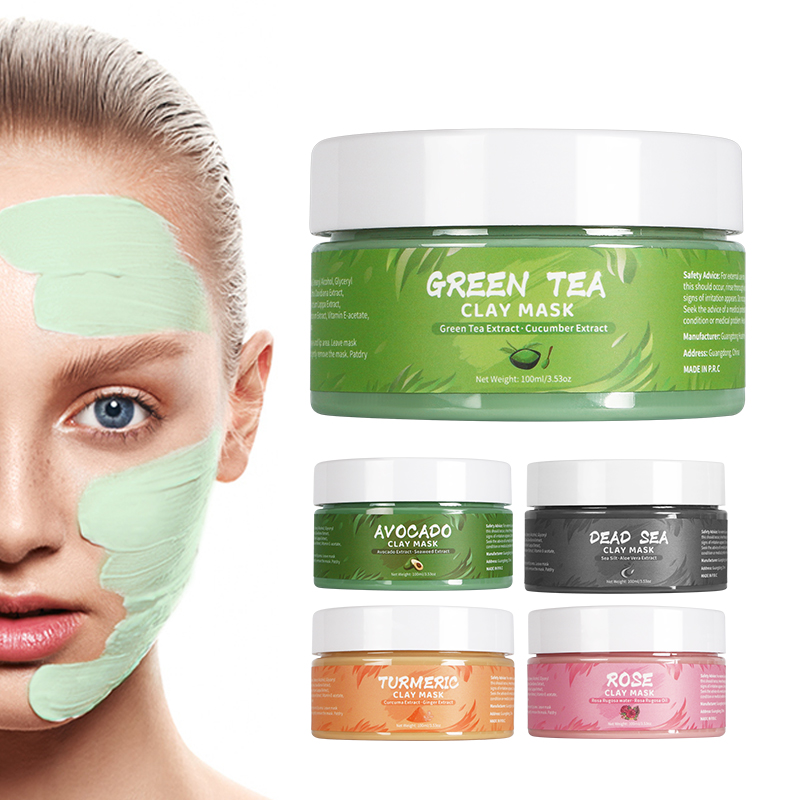 organic face pink turmeric green tea facial clay mask