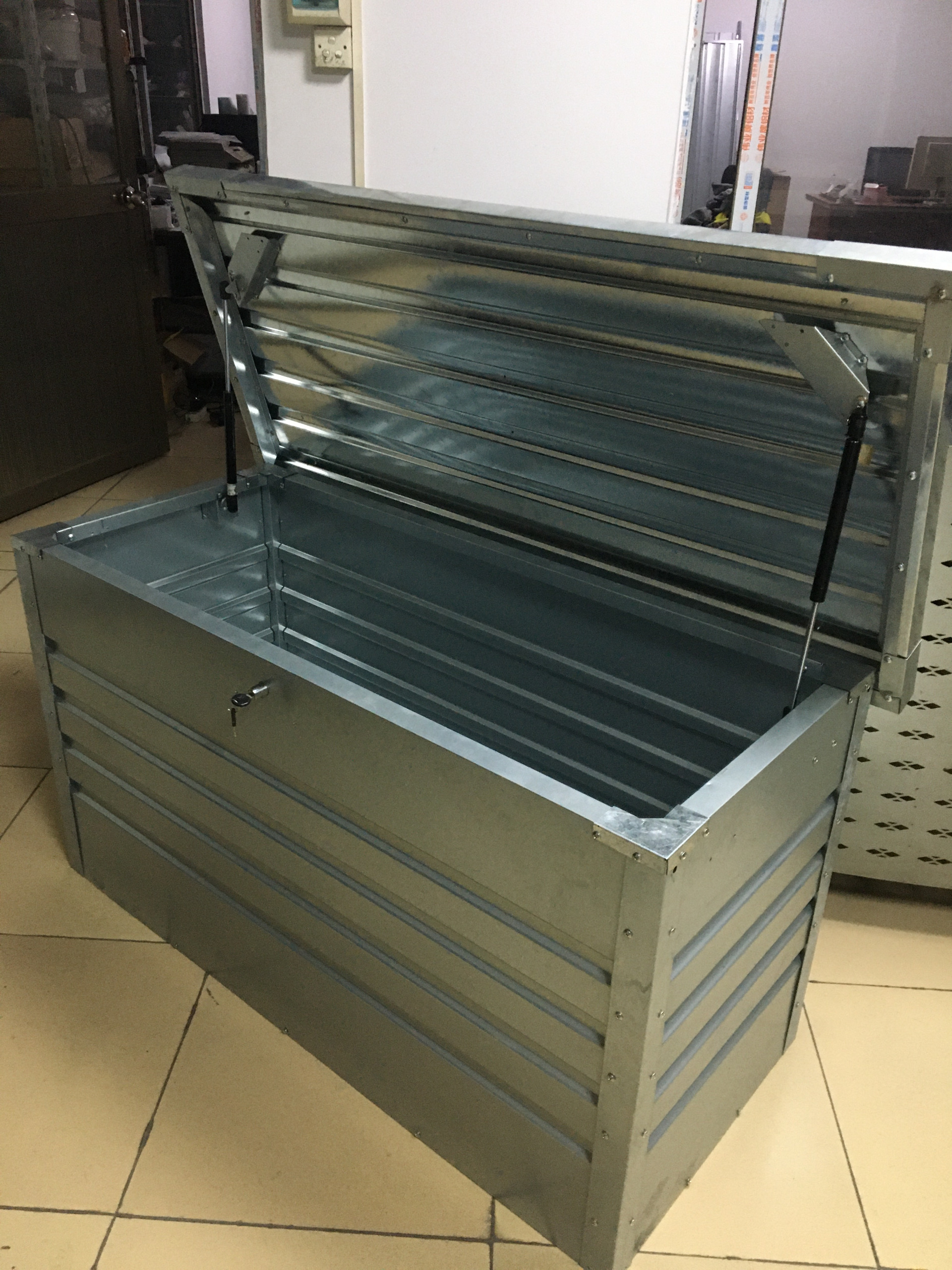 Outdoor storage box, outdoor table