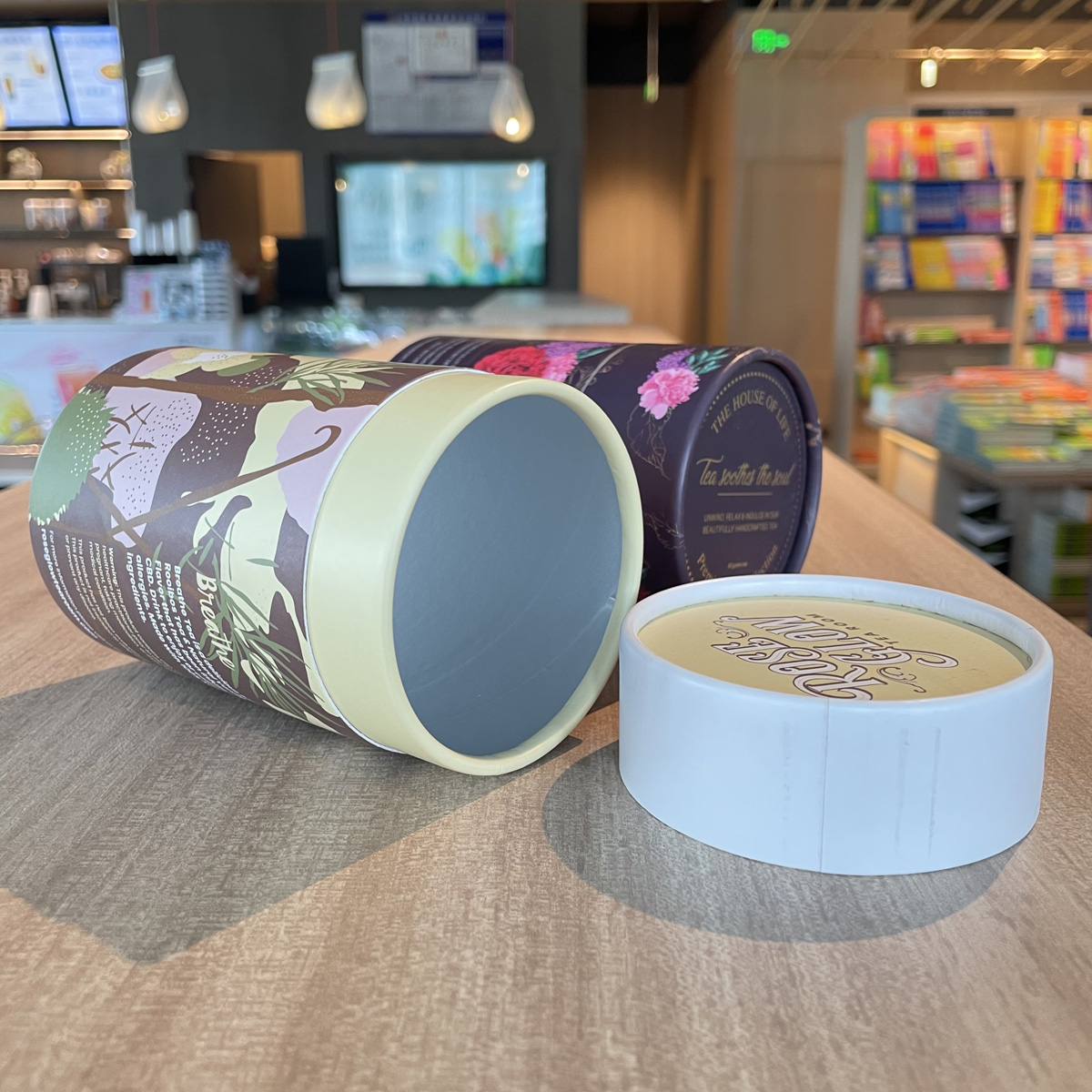 Cylinder Paper Packaging Biodegradable Eco Friendly Food Grade Kraft Cardboard Cylinder Box Tea Paper Tube Packaging
