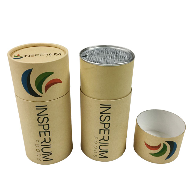 Recyclable material sealed food grade paper tube box powder supplements paper tube packaging with easy aluminum peel off lid