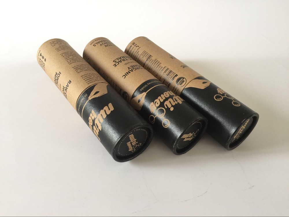 Custom design brown kraft paper tube packaging round box for CBD food