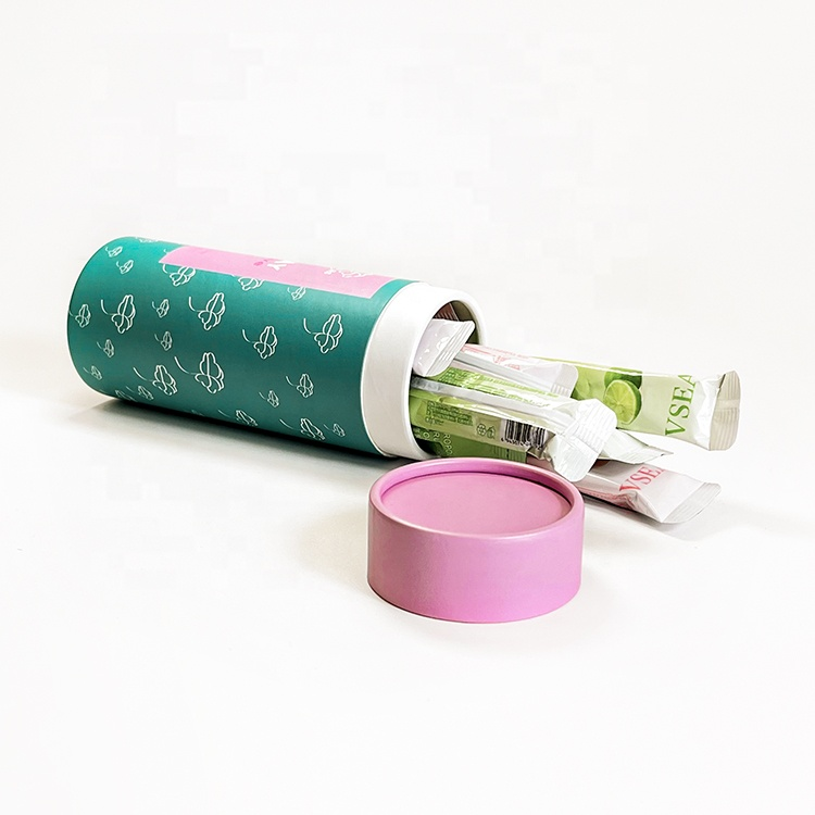 Food Grade Kraft Tea Tube Packaging Paper Tube Food Health Supplement Paper Jar Can With Window For Tea Packaging