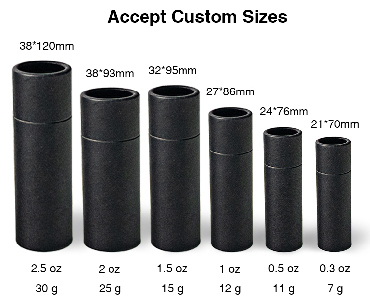 Customized printing black and different size push up tube packaging for lipstic and lipbalm