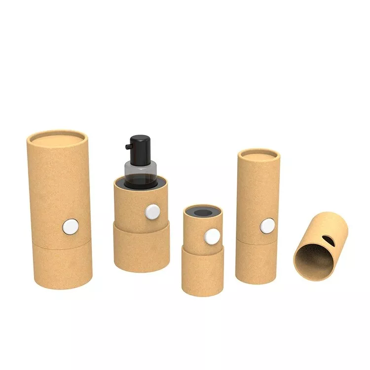 Plain Brown Kraft Paper Push Up Tube with Customized Logo