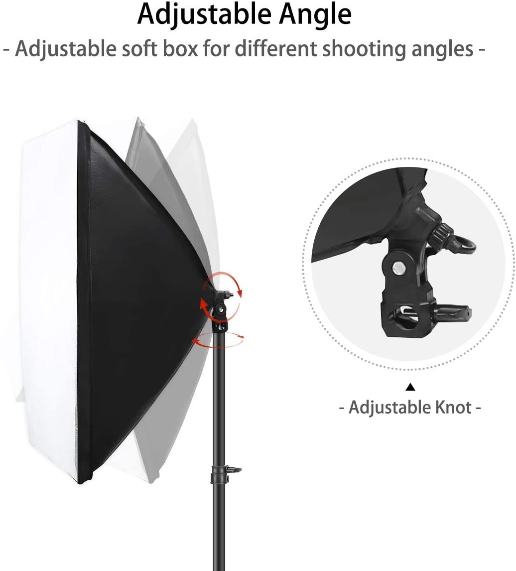 Sharp Softbox Lighting Kit Photography Studio Continuous Lighting Equipment 20x 27 inch & E27 150W Bulbs 5500K Photo Equipment for Model Portraits Advertising Video Shooting Photography