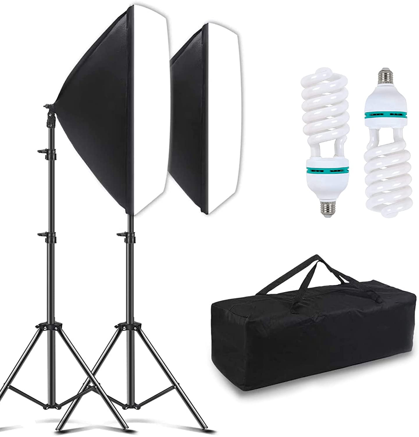 Sharp Softbox Lighting Kit Photography Studio Continuous Lighting Equipment 20x 27 inch & E27 150W Bulbs 5500K Photo Equipment for Model Portraits Advertising Video Shooting Photography
