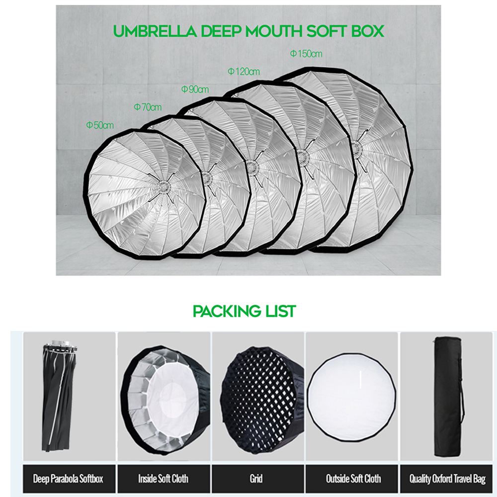 Softbox 90cm Quick Parabolic Bowen Mount with Grid portable parabolic softbox