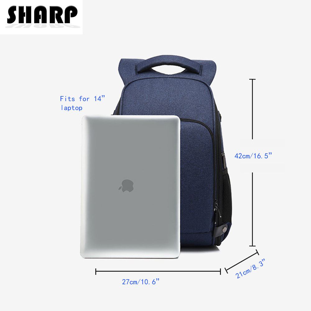 SHARP Camera Backpack Waterproof Camera Bag Large Capacity Camera Case Photography Backpack with 14Inch Laptop Compartment Rain Cover for Men Women Photographer DSLR SLR Cameras Lens Tripod
