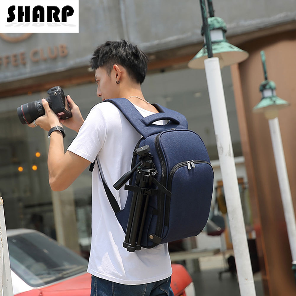 SHARP Camera Backpack Waterproof Camera Bag Large Capacity Camera Case Photography Backpack with 14Inch Laptop Compartment Rain Cover for Men Women Photographer DSLR SLR Cameras Lens Tripod
