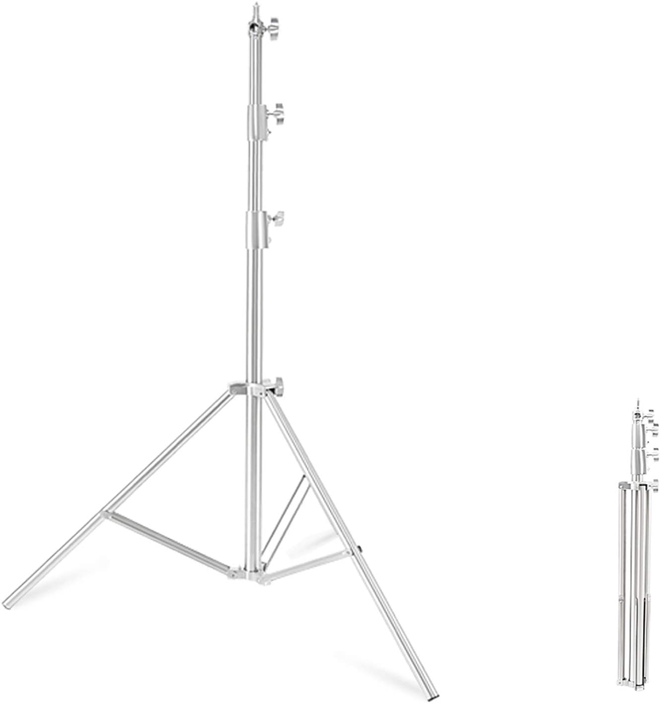 Heavy Duty spring cushioned Stainless SteelLight Stand 9.18ft/2.8m  Light Stand for Head Light, Strobe Light, Softbox, and Other Photography Equipment