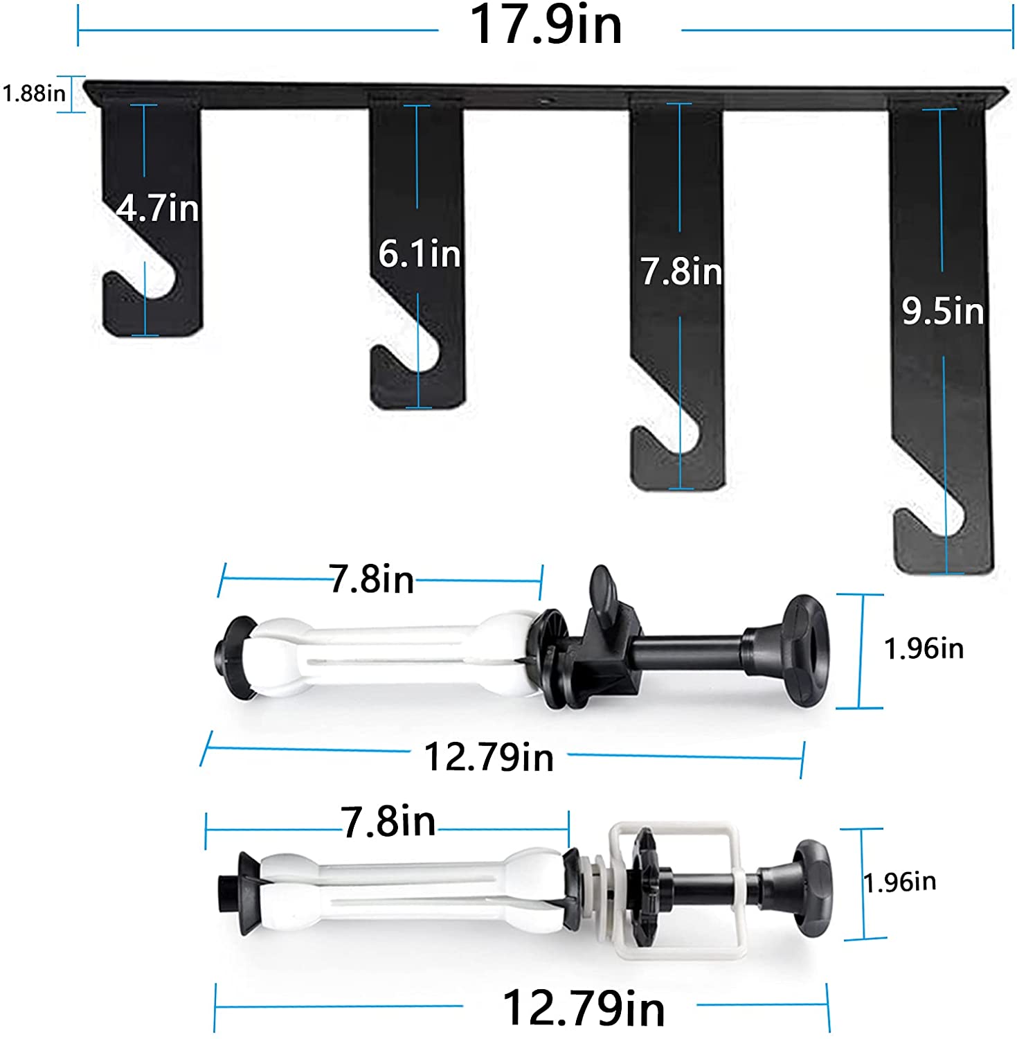 4 rollers Photography Backdrop Wall Mount Roller System 4 Support Rollers, Manual Photo Background Ceiling Holder, Including 2 Four-fold Hooks, 8 Expand Bars, 4 Chains, for Home Studio Live Shooting