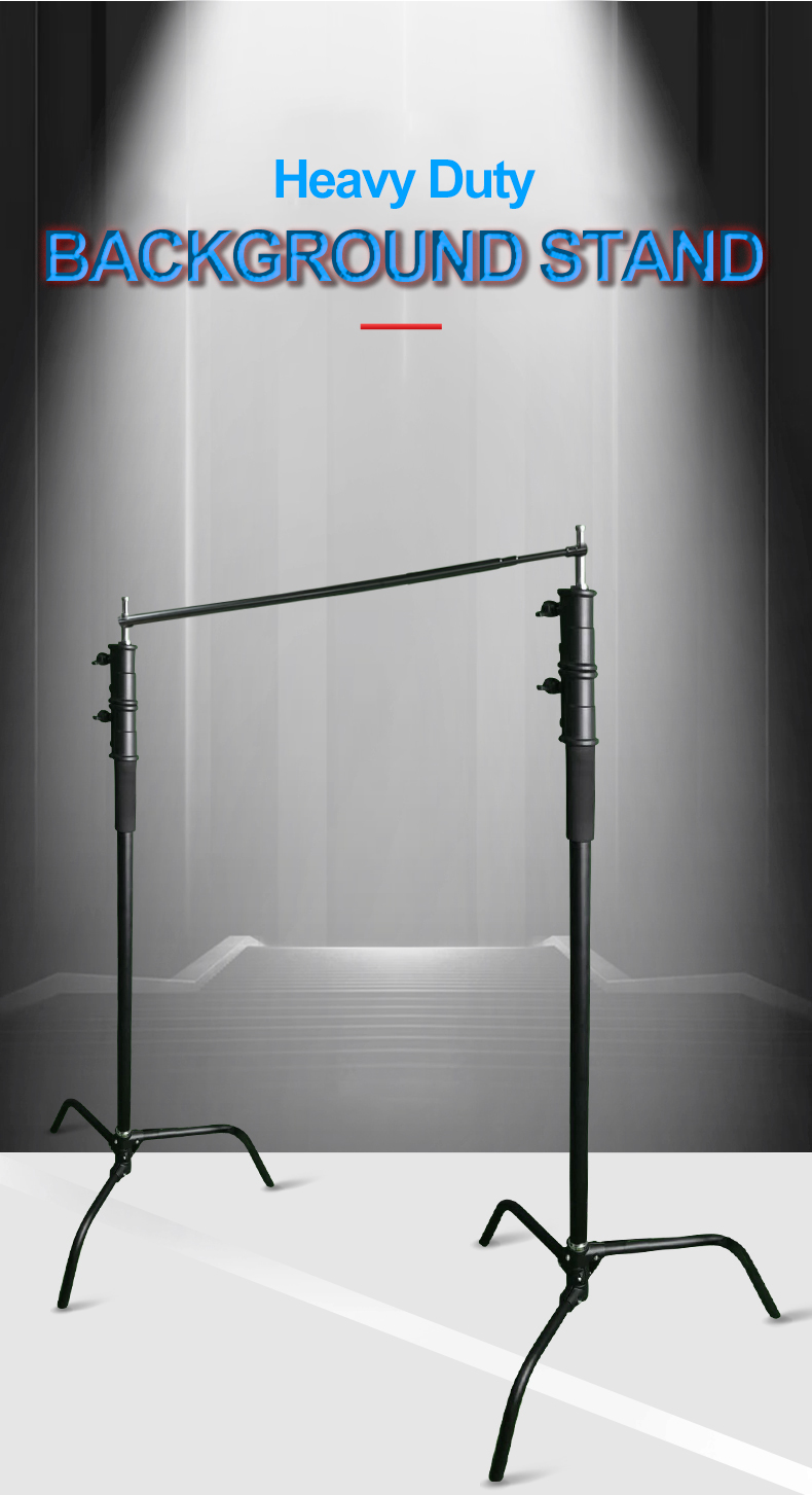 SHARP heavy duty C stand crossbar Photo Video Studio Backdrop Stand 111x10ft Adjustable Photography Muslin Background Support System Kit