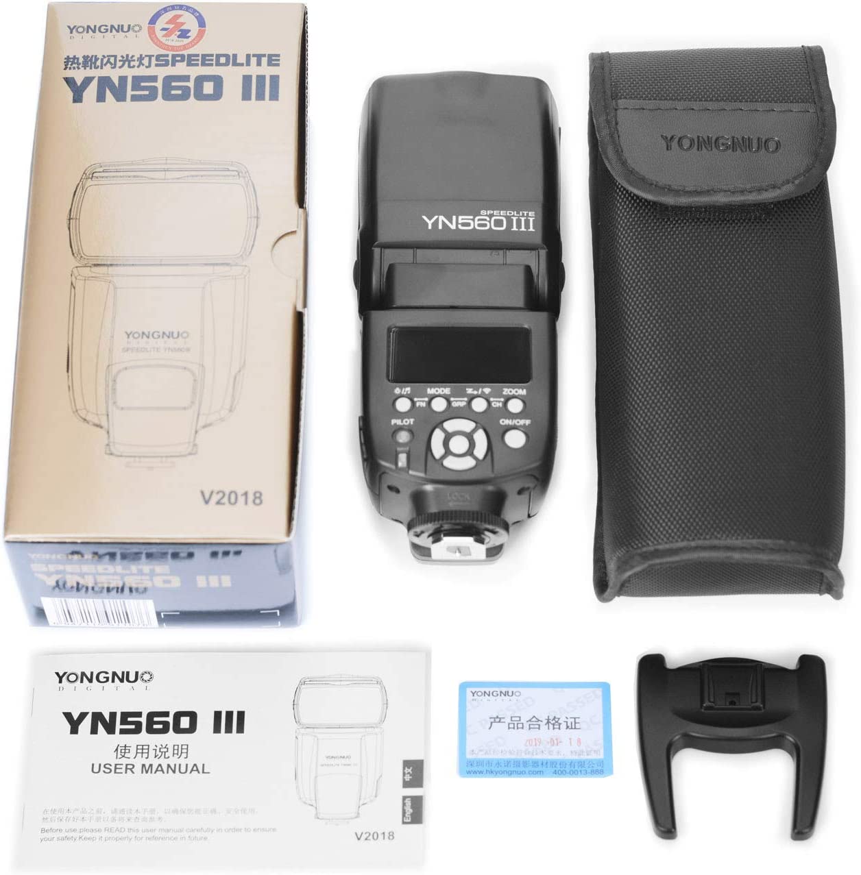 Yongnuo YN560 III Wireless Flash Speedlite, GN58 2.4G Receiver, Built-in Trigger Receiver System, Negative LCD Screen, for Canon Nikon Pentax, Compatible with RF603 II YN560-TX II T7 77D 5DIV D5600