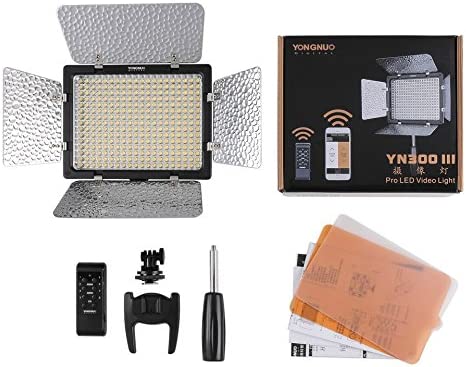YONGNUO YN300III YN-300 III LED Camera Video Light, Photography Panel Lamp Continuous with Adjustable Color Temperature 3200K-5500K, NPF Battery and Charger for Vlog YouTube