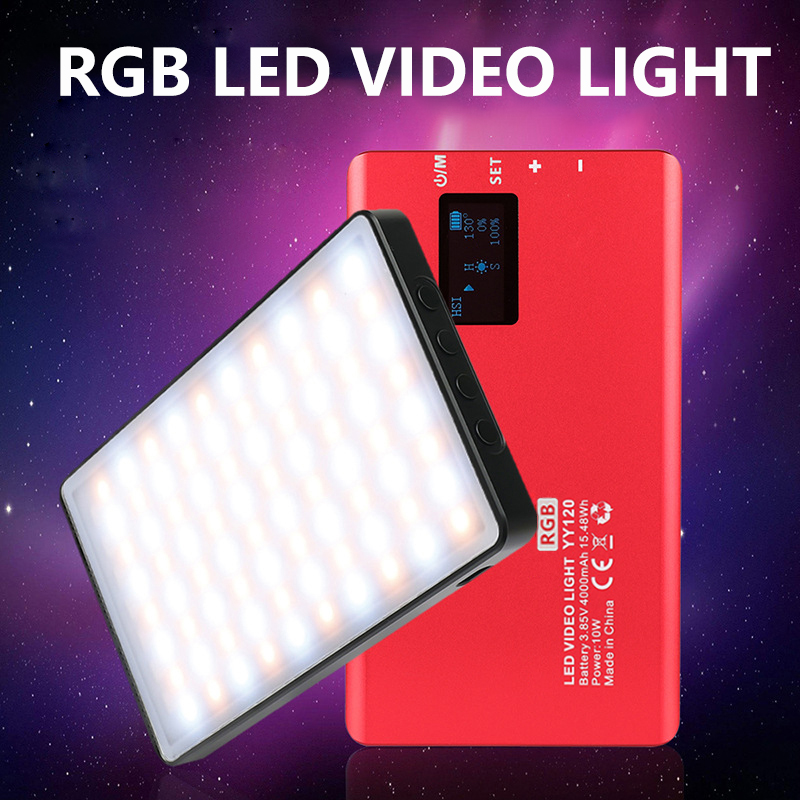 RGB Video Light, Portable LED Camera Light Panel 0-360 Full Color, CRI 95+ 2500-8500K LED Video Light, 4000mAh Rechargeable LED DSLR Lighting for Vlogging, Photography, Video Conference