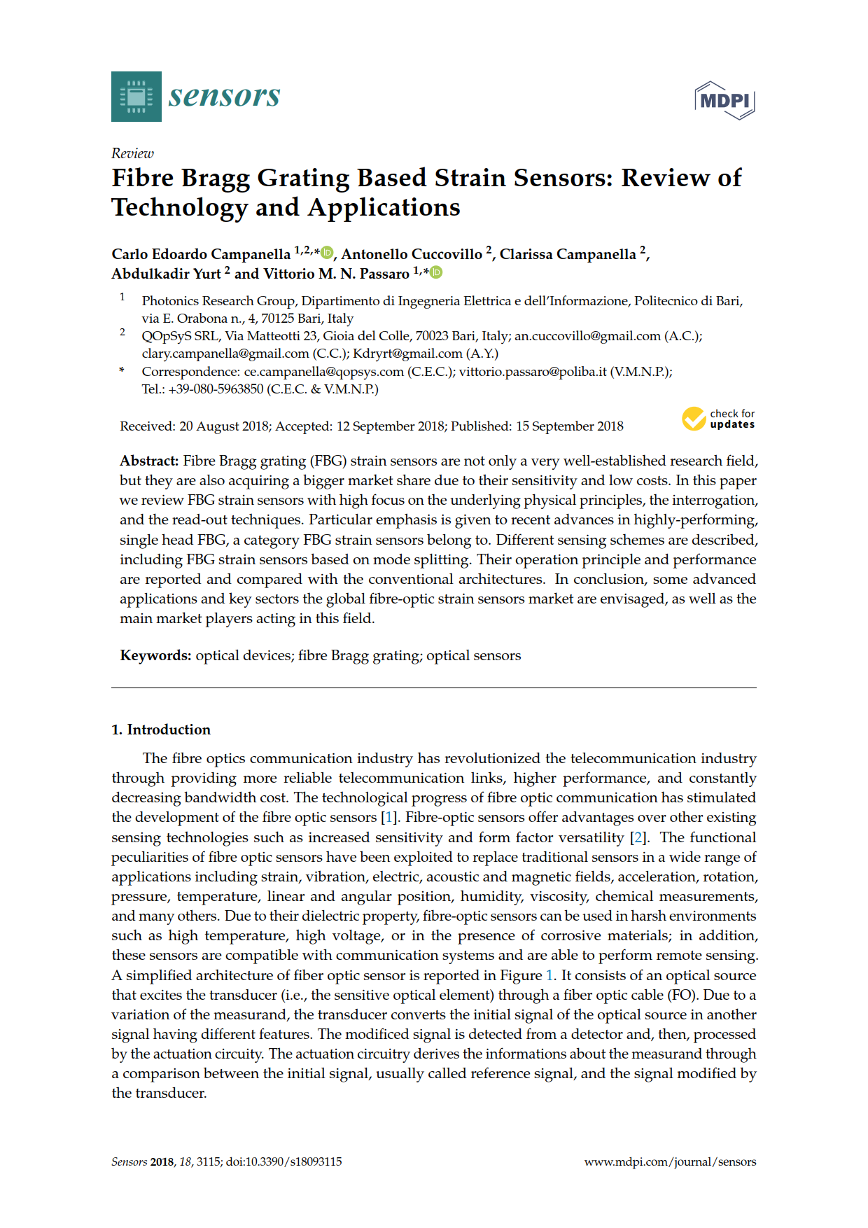 FBG strain sensors and applcations