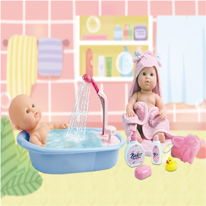 14inch baby doll in bathtub