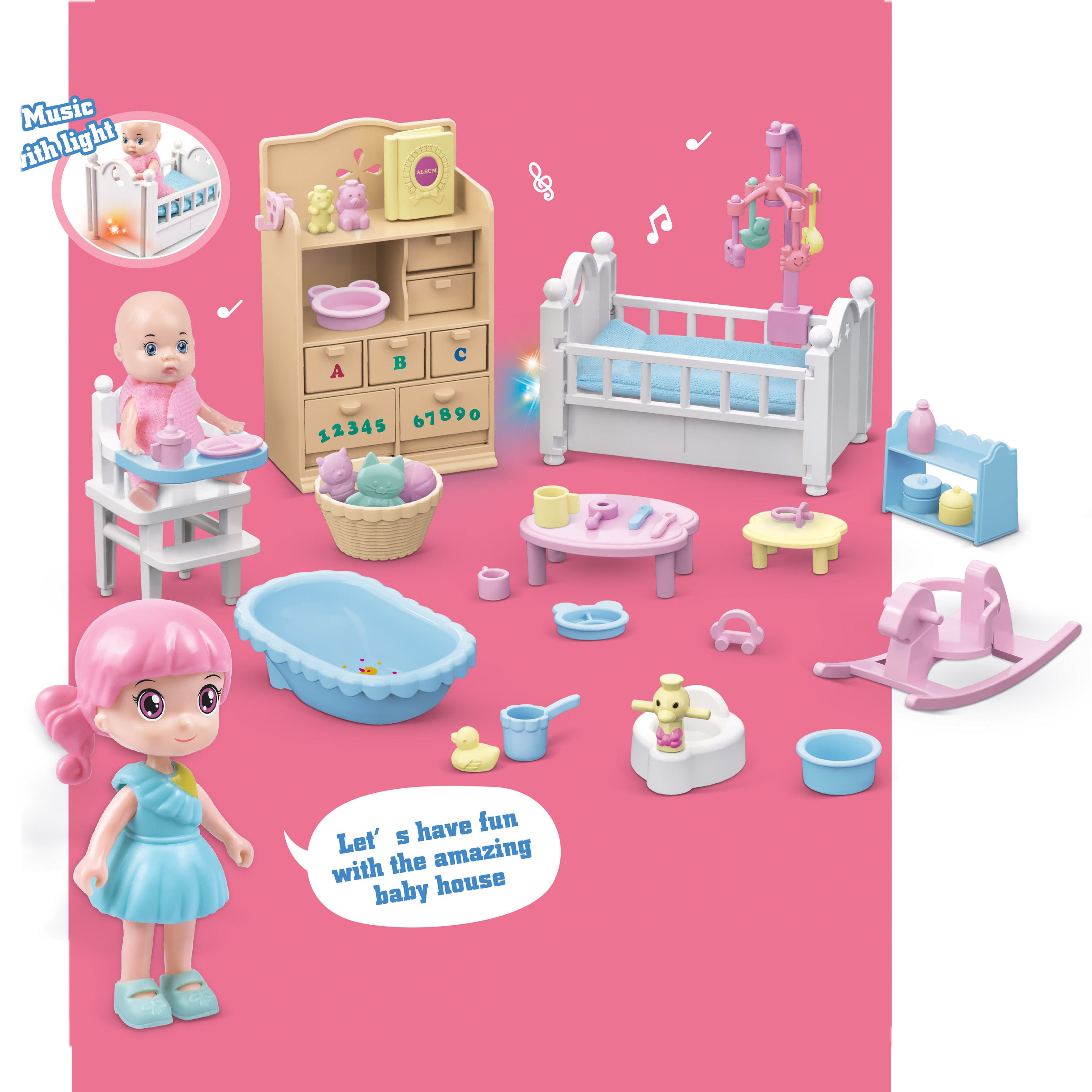 Doll house furniture, baby house