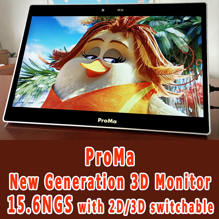 ProMa New Generation 3D Monitor with Switchable LCD Lenticular Lens 15.6