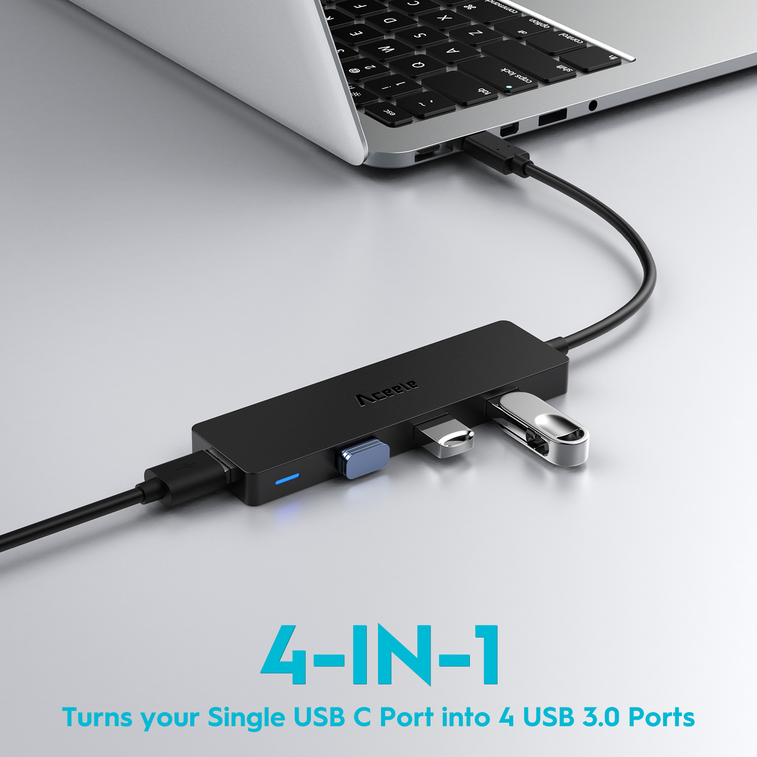 03-90293 Aceele USB C Hub, Extra Slim USB C to 4 Port USB 3.0 Splitter for Thunderbolt 3 MacBook Pro Air 2020 and More Type C 3.1 Laptop