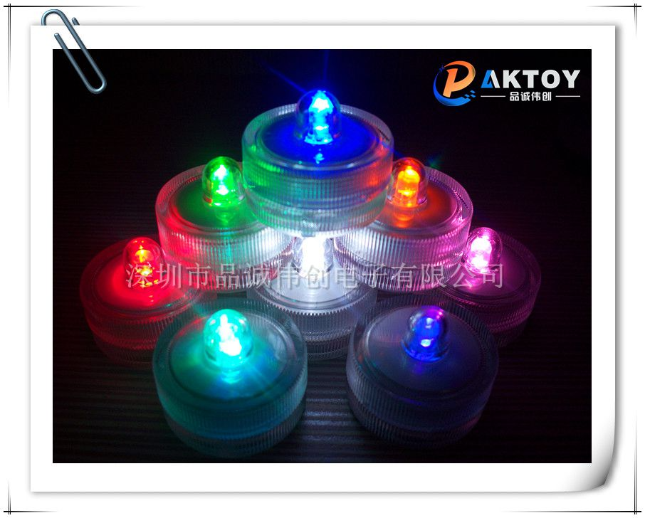 LED防水蠟燭燈 圓形潛水燈 led水底魚缸裝飾彩燈 防水燈