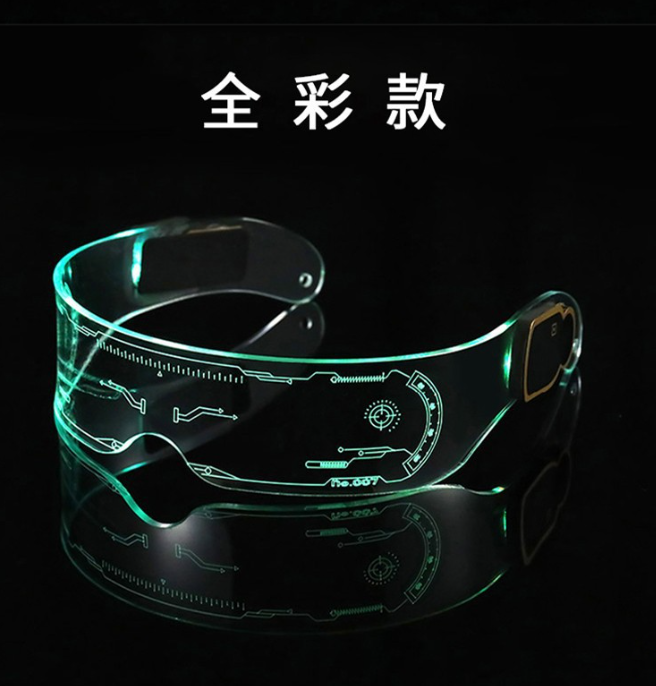 LED发光眼镜未来科技感眼镜科幻led蹦迪ins男抖音网红女酒吧发光亚马逊爆款