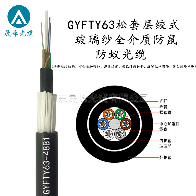 GYFTY63松套層絞式玻璃紗全介質(zhì)防鼠防蟻光纜