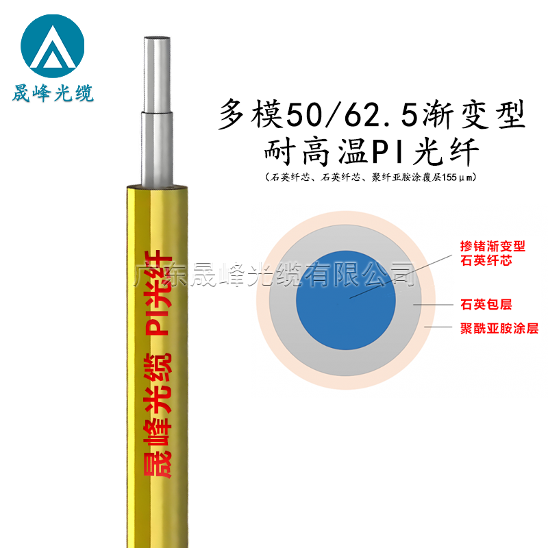 PI耐高溫350度裸光纖漸變型