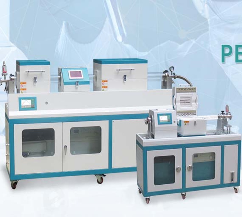 PE-CVD (Plasma Enhanced Chemical Vapor Deposition) vacuum tube furnace system is an ideal and affordable tool to deposit thin films or grow nanowire from a gas state (vapor) to a solid-state.
