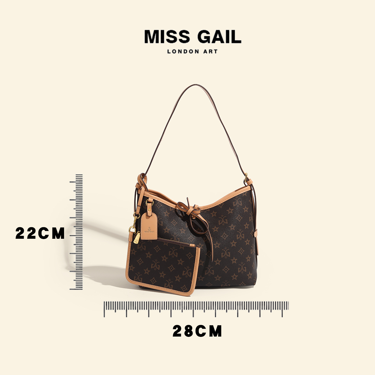 【MISS GAIL】新款时尚休闲印花斜挎包6086杏