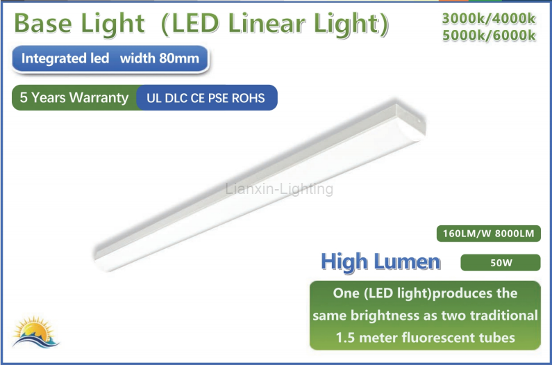 5FT 50W 8000LM LED Linear Light