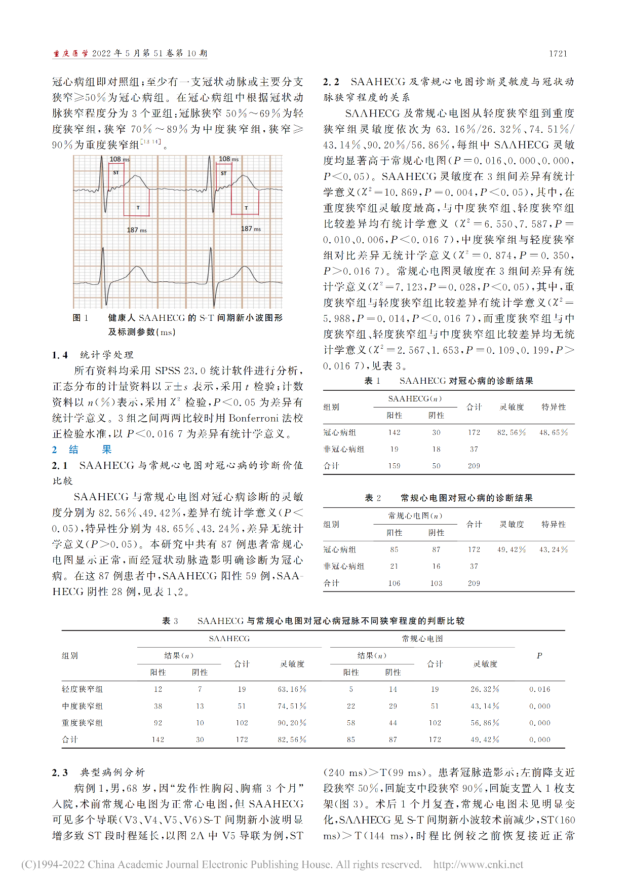 SAAHECG对冠心病的诊...冠状动脉狭窄程度的关系探讨_廖芯_02