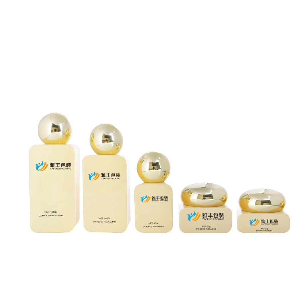 YF293 Empty Refillable Square Glass Creams Lotions Bottles with Pump Vial Cosmetic Dispenser Jars Makeup Emulsion Liquids Storage Container for Skin Care Products