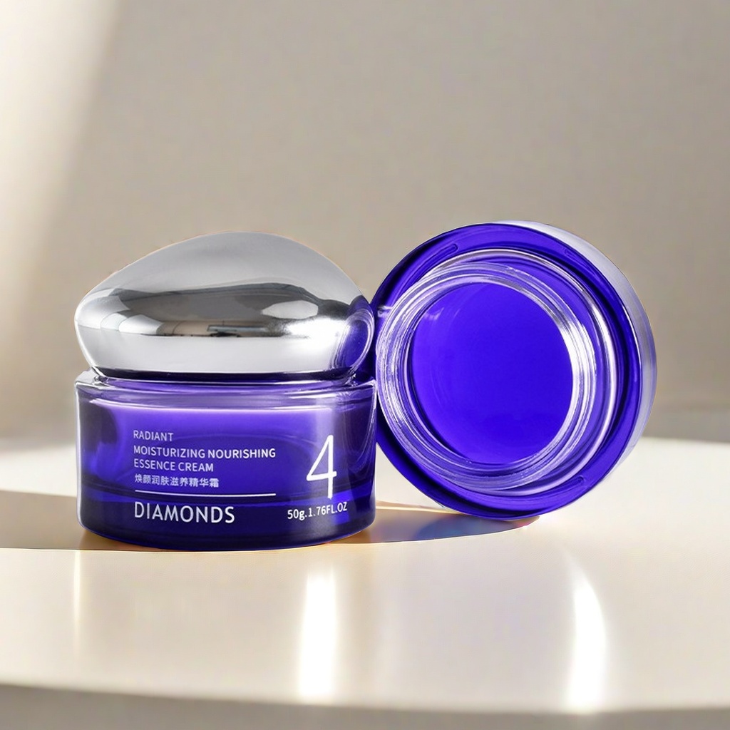 YF290 Custom Unique Cosmetic Packaging Set Blue Purple Gradient Printed Empty Glass Bottle Face Cream Jar Skincare Glass Lotion Bottle With Pump