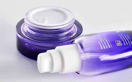 YF290 Custom Unique Cosmetic Packaging Set Blue Purple Gradient Printed Empty Glass Bottle Face Cream Jar Skincare Glass Lotion Bottle With Pump