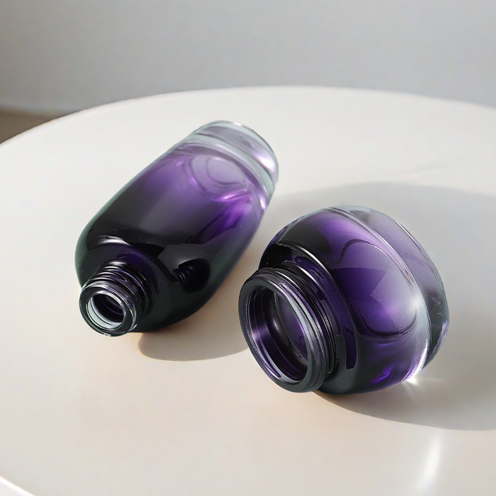 YF287 Thick glass empty 30g 50g 40ml 100ml 120ml luxury cosmetic bottles set glass lotion bottle with pump