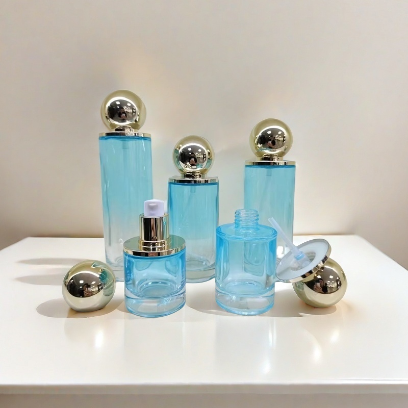 YF270 Wholesale Cosmetics Glass Packaging: Straight Round Lotion Pump Spray Bottles & Cream Jars