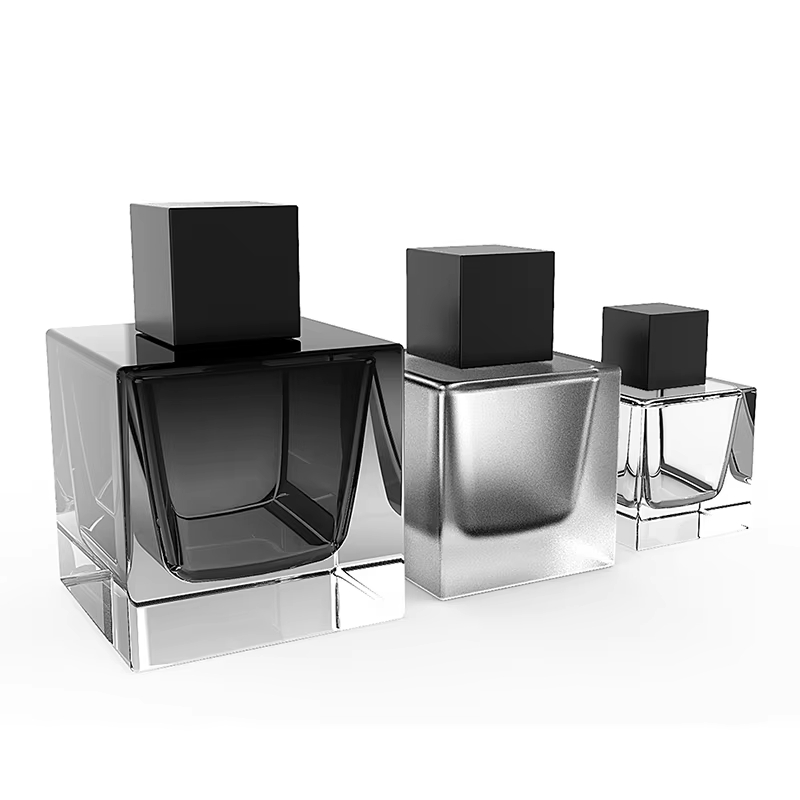 YF-PB143 Square Perfume Bottles with Black Square Caps