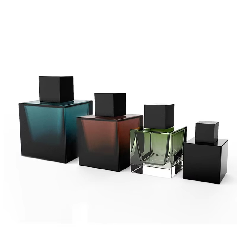 YF-PB143 Square Perfume Bottles with Black Square Caps